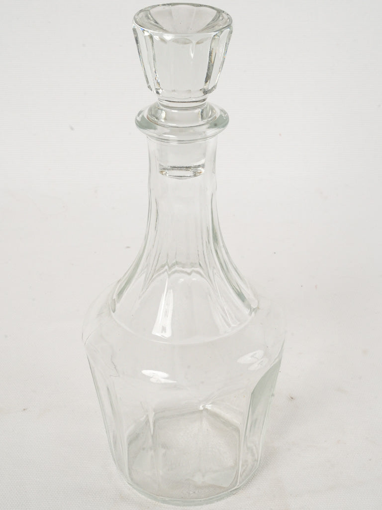 Vintage French Clear Glass Faceted Wine Decanter 11"