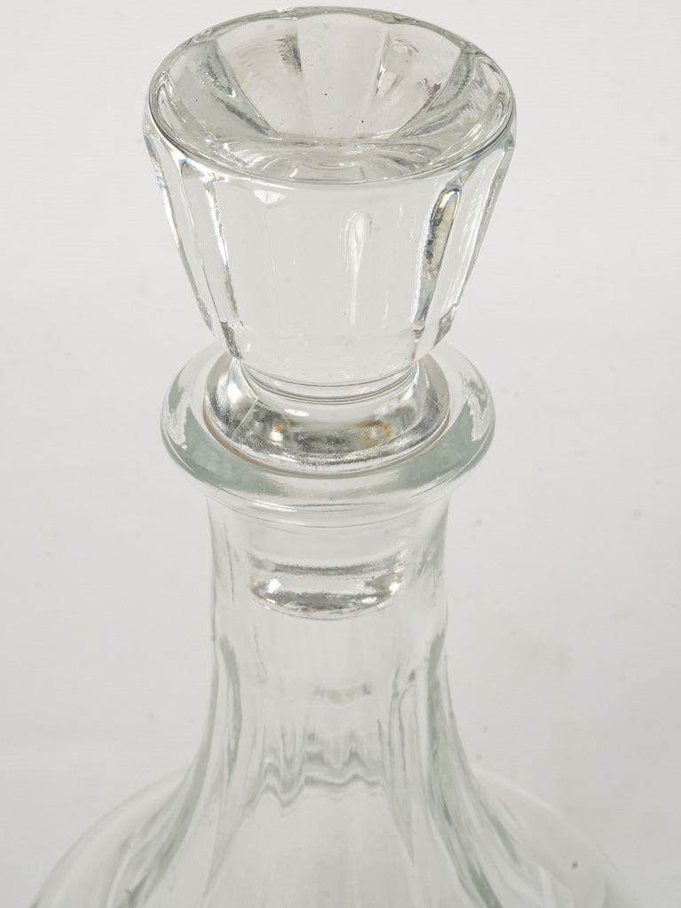 Vintage French Clear Glass Faceted Wine Decanter 11"