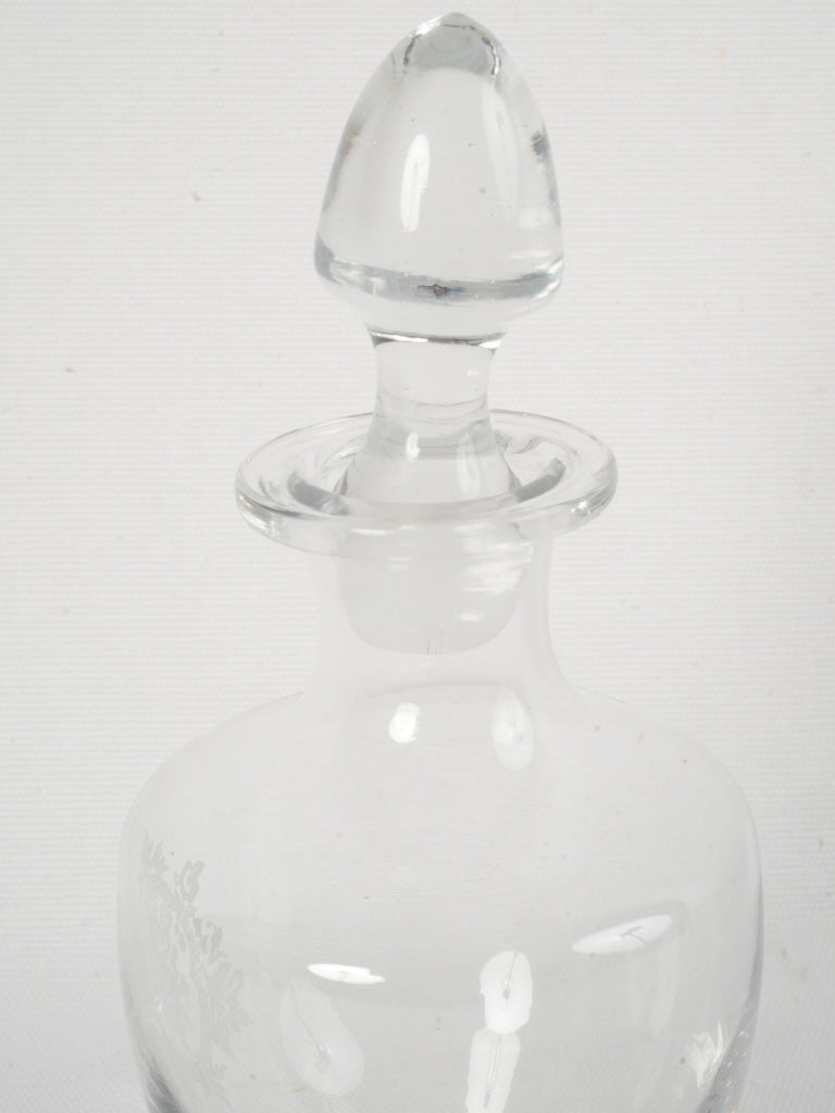 Etched floral French-style decanter