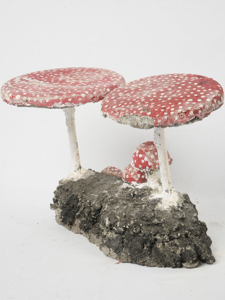 Vintage French Cement Toadstool Garden Sculpture