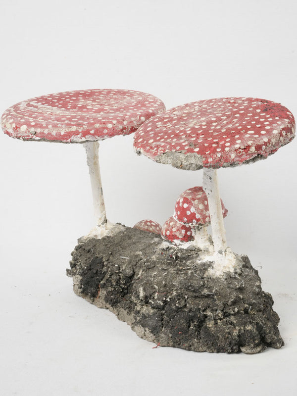 Vintage French Cement Toadstool Garden Sculpture