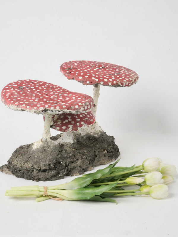 Vintage French Cement Toadstool Sculpture 11¾"