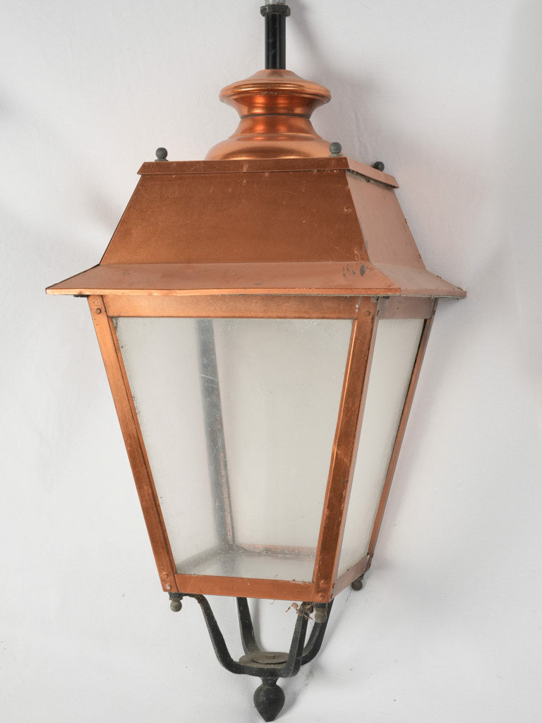 Vintage French copper street pendant lantern