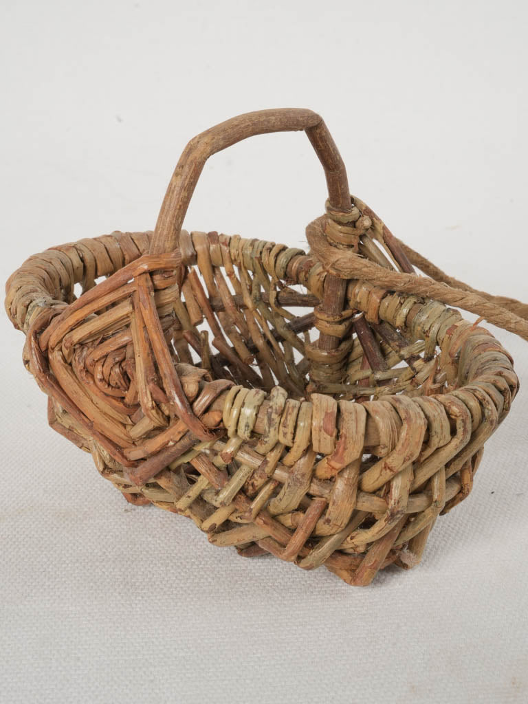 Early 20th-Century French Wicker Mini Doll’s Basket