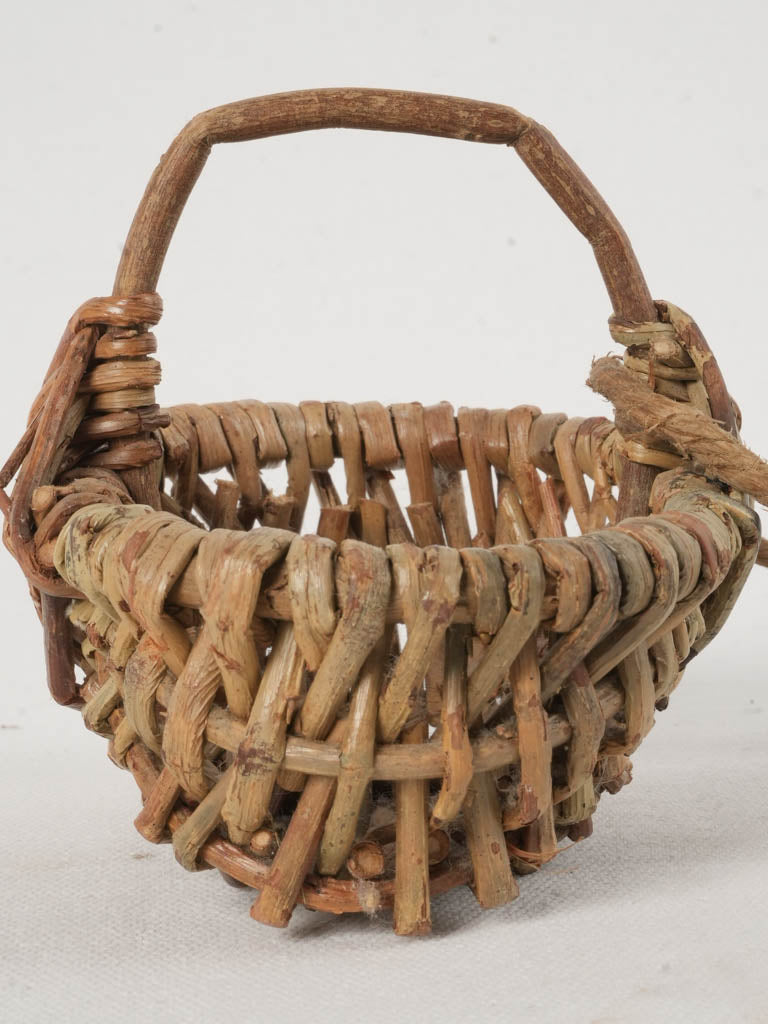 Early 20th-Century French Wicker Mini Doll’s Basket