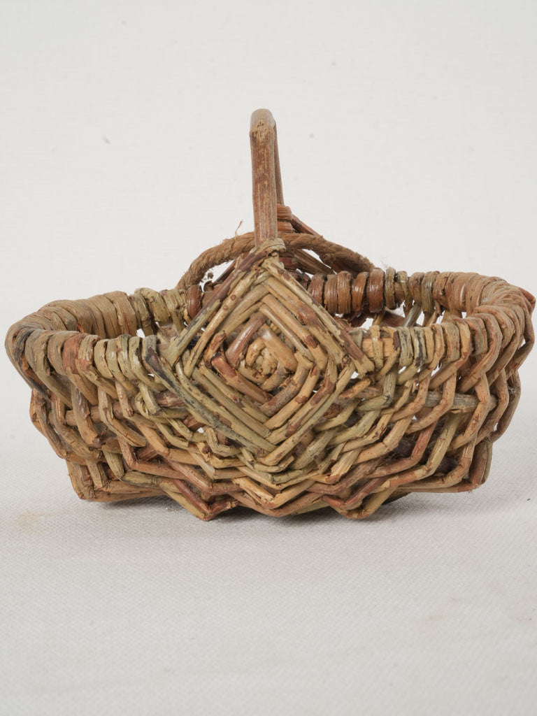 Early 20th-Century French Wicker Mini Doll’s Basket