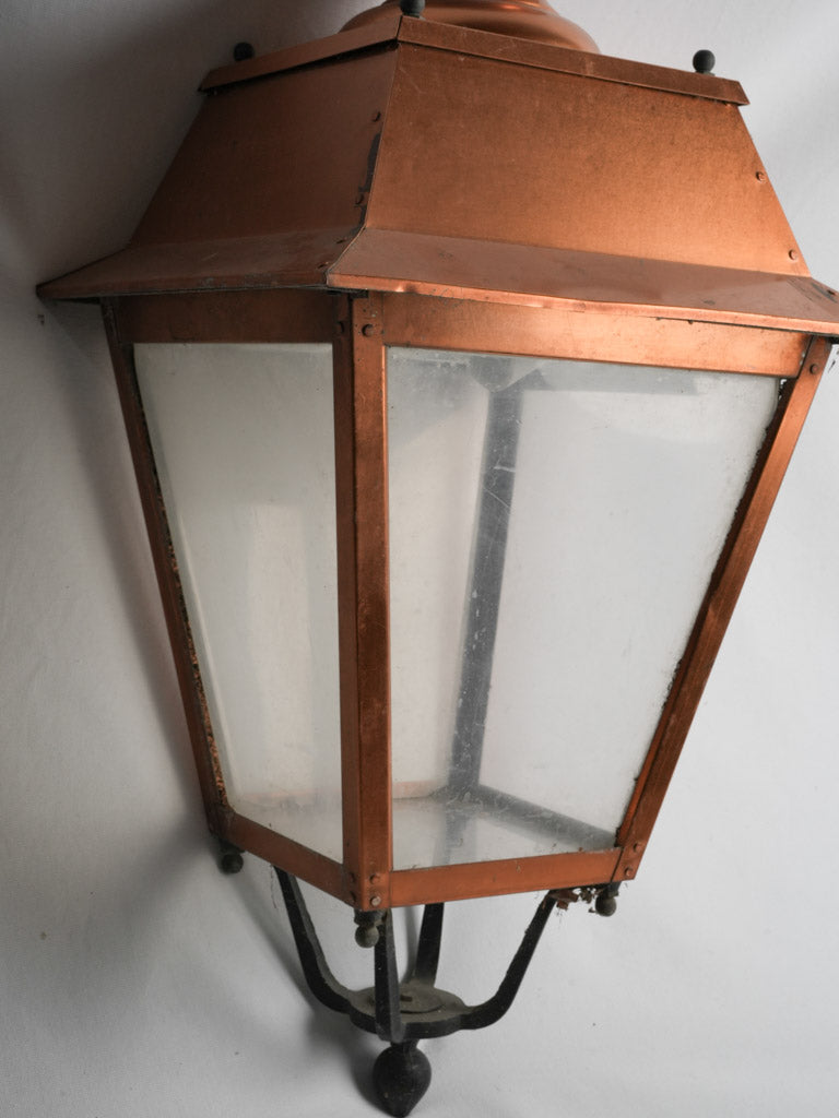 Antique French copper village pendant lantern