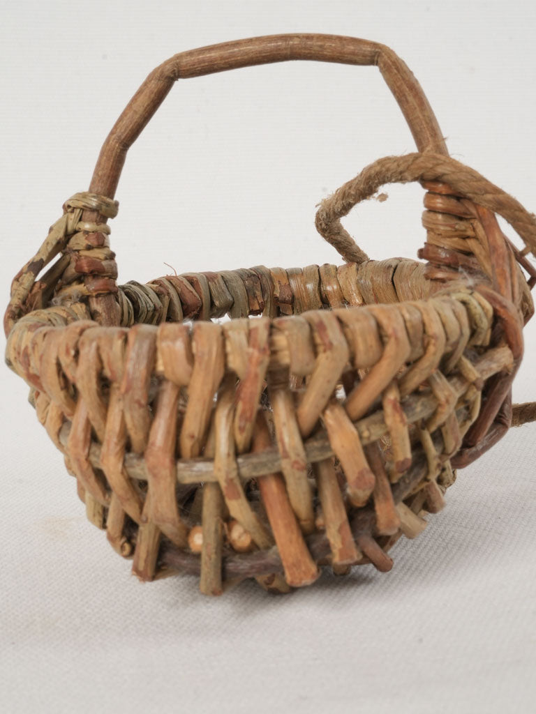 Early 20th-Century French Wicker Mini Doll’s Basket