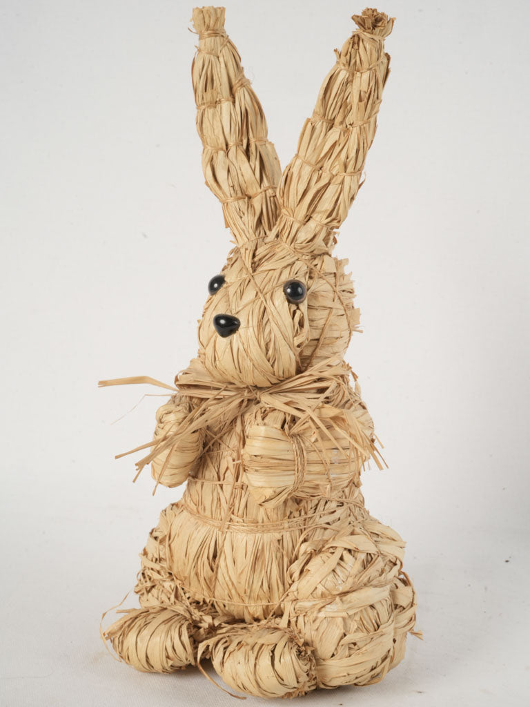 Vintage Raffia Rabbit Sculpture 15¼"