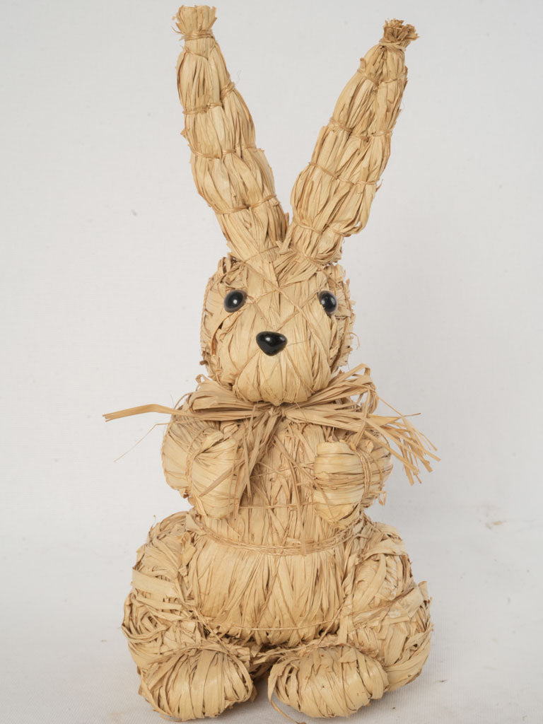 Vintage Raffia Rabbit Sculpture 15¼"