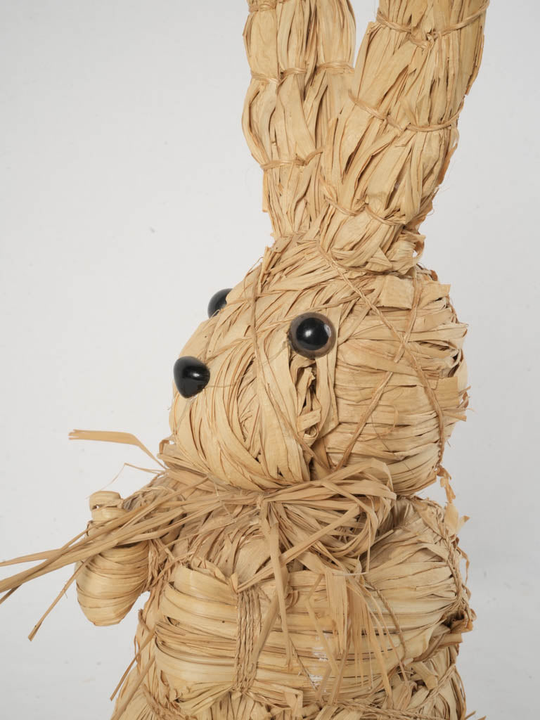 Vintage Raffia Rabbit Sculpture 15¼"