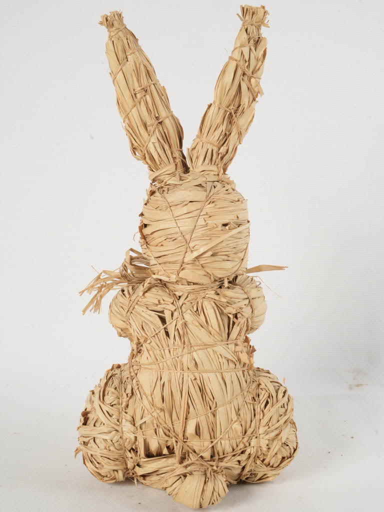 Vintage Raffia Rabbit Sculpture 15¼"