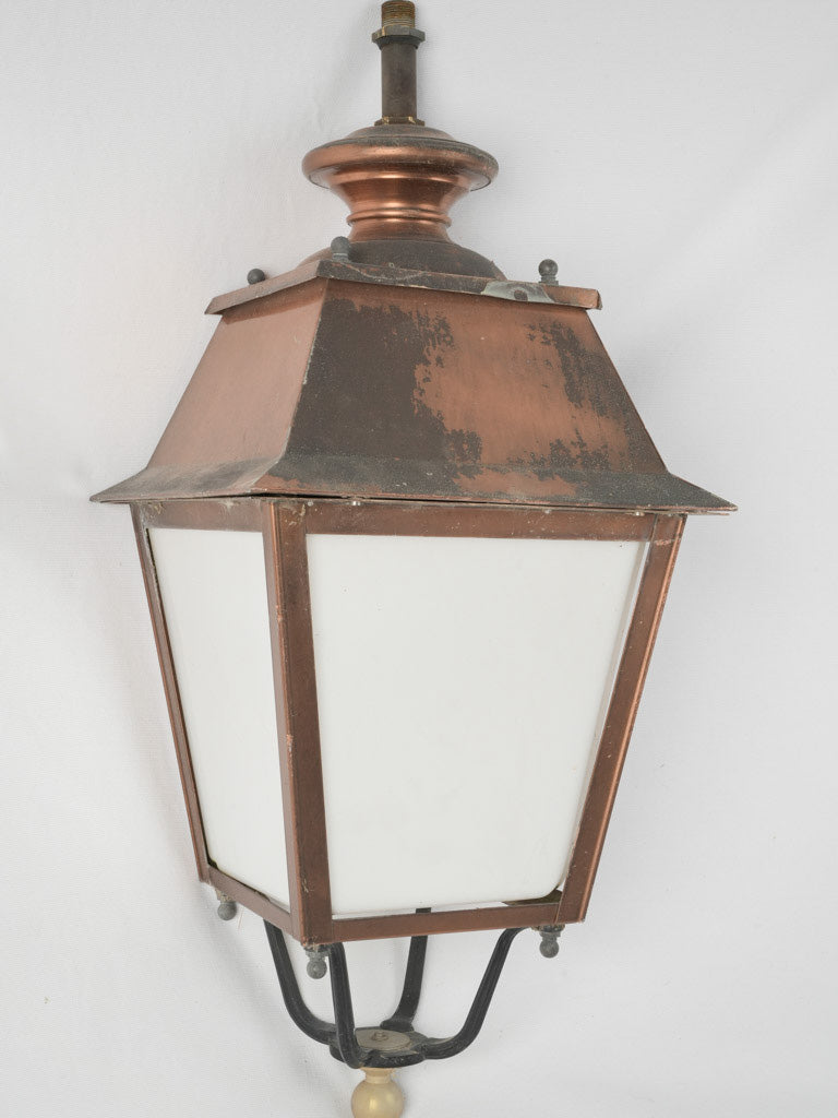 Weathered vintage French copper street lantern