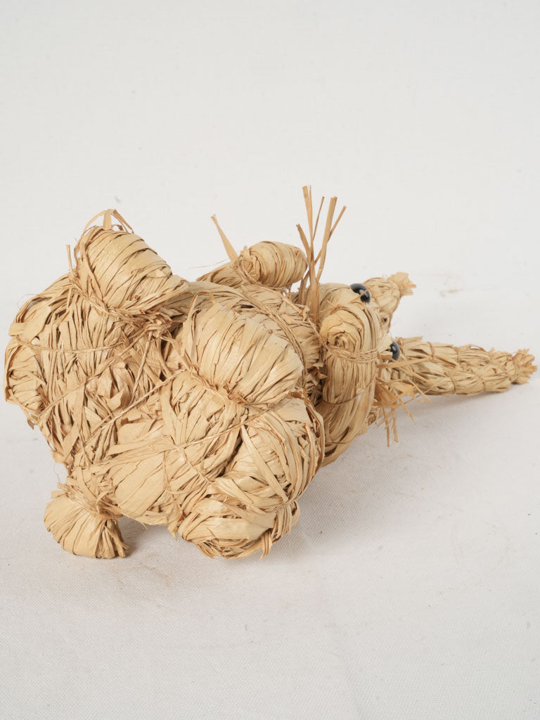 Vintage Raffia Rabbit Sculpture 15¼"