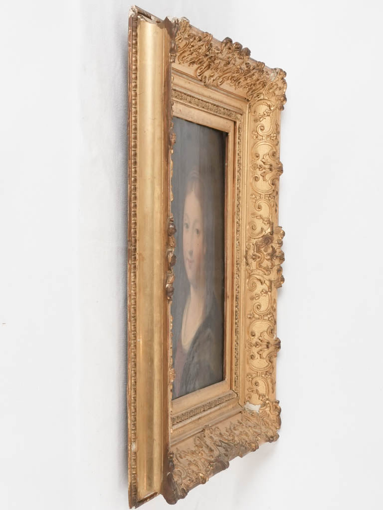 Vintage framed oil painting lady