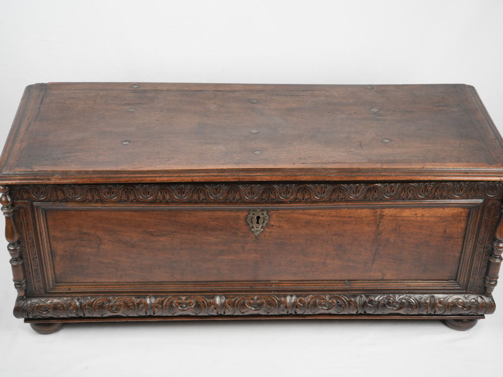 Elegant carved storage Italian trunk