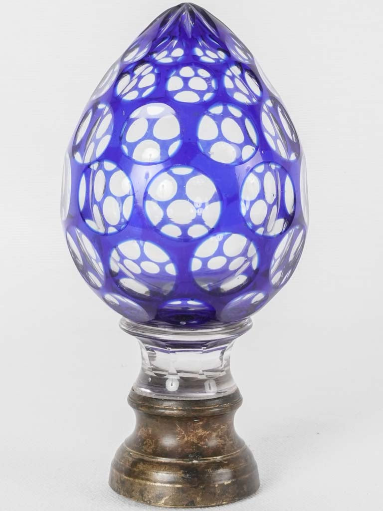 19th-century blue crystal newel cap