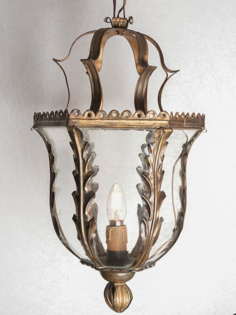 Antique French brass lantern pendant light 27½" x 11½"