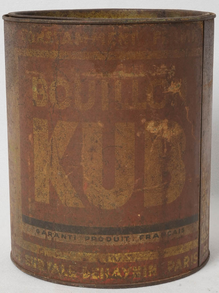 Worn vintage French bouillon container