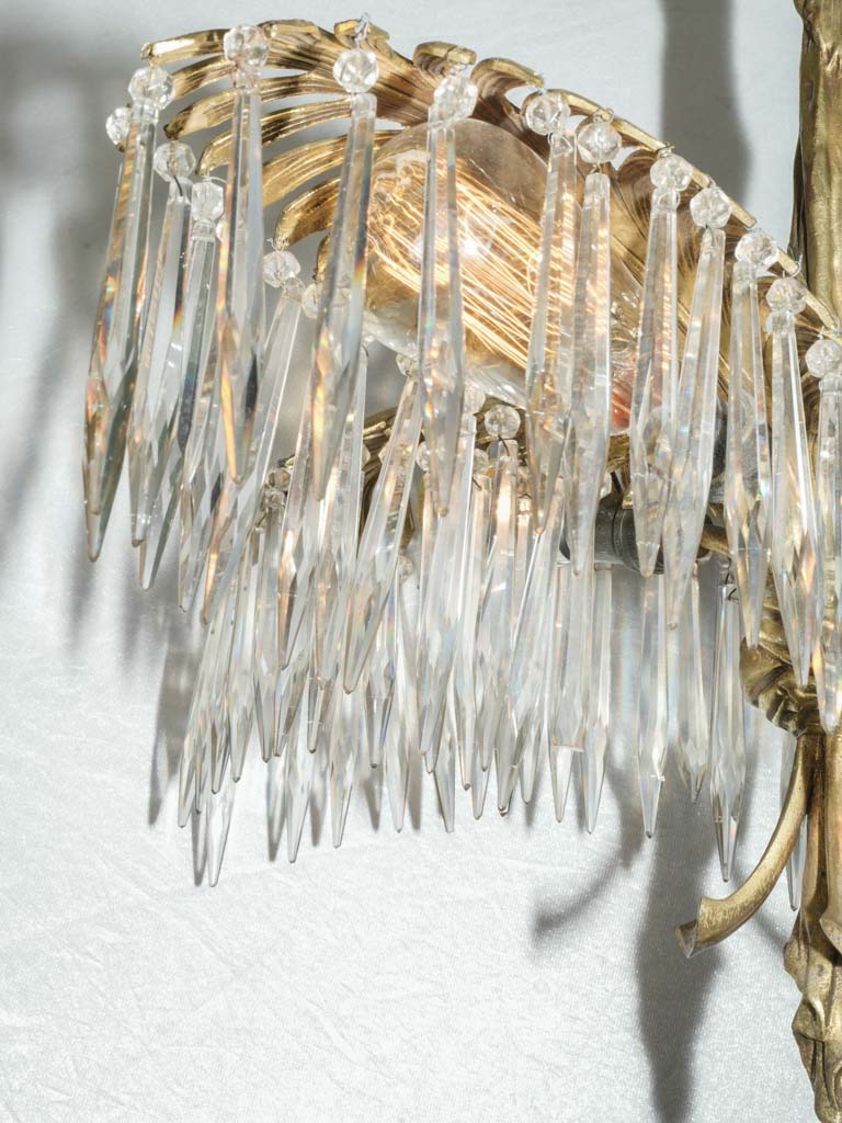 Maison Baguès Style Palm Leaf Chandelier with Crystal Pendants 20¾" x  22"