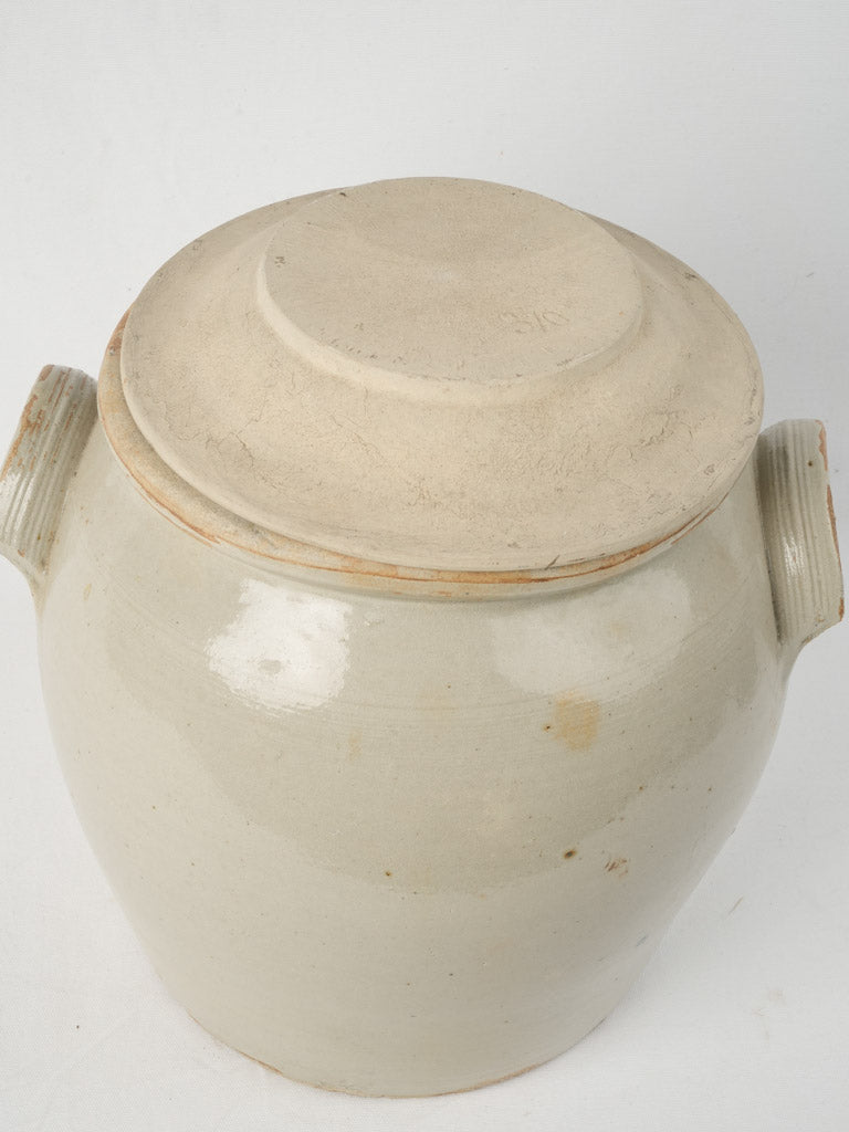 Aged Auvergne earthenware canister