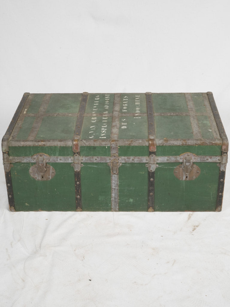 Sturdy, industrial wooden storage trunk