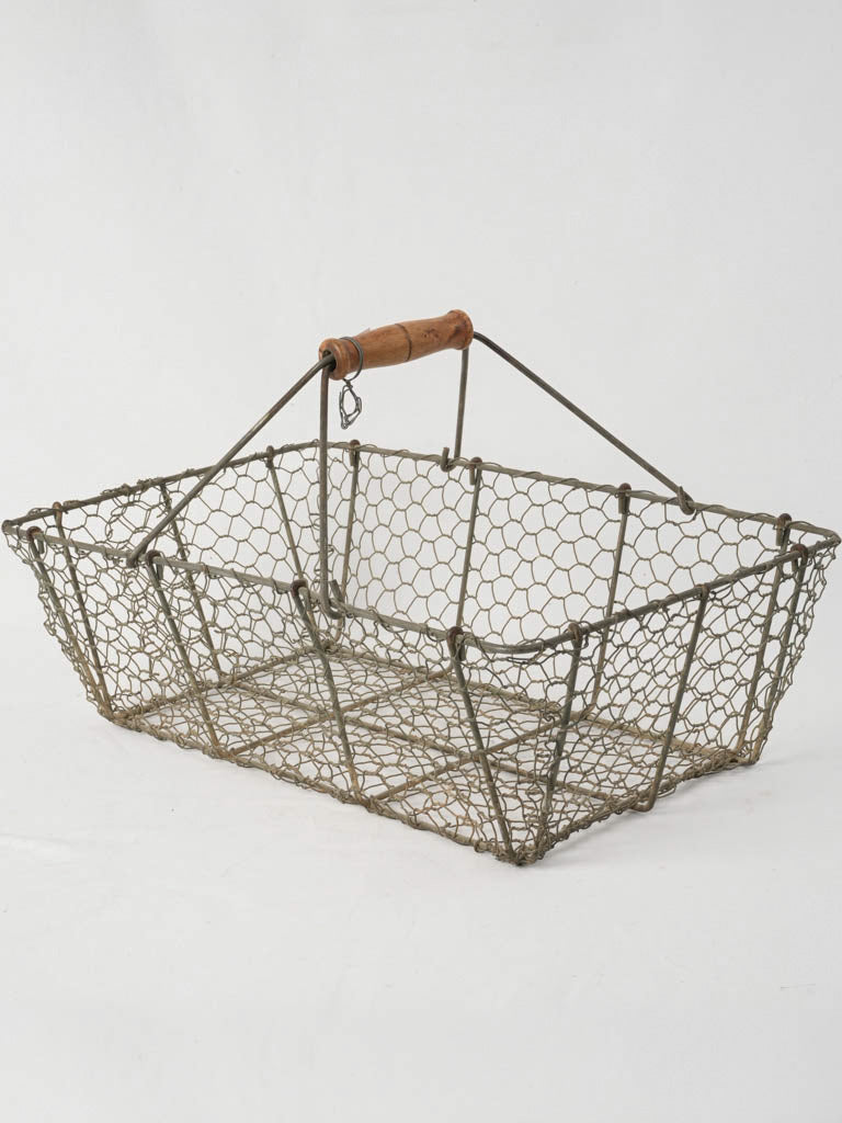 Vintage French woven wire harvest basket