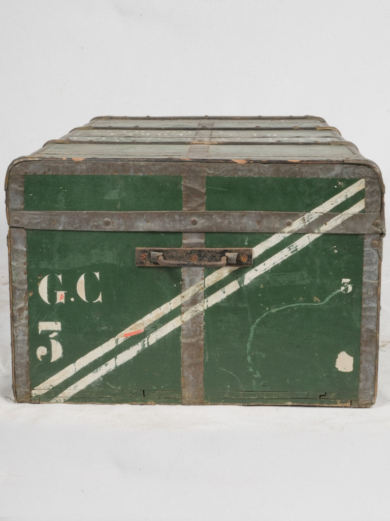 Worn, weathered French trunk chest