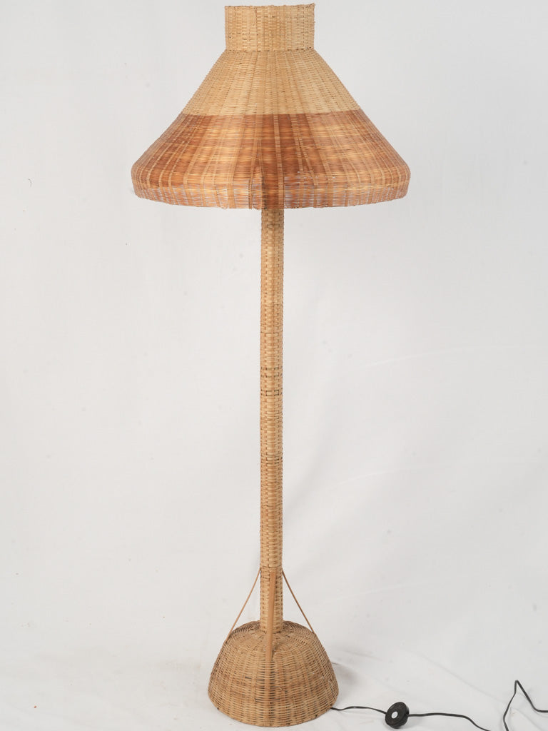 Vintage Rattan Floor Lamp w/ Hat-Shaped Shade (Circa 1970) - 60¼"