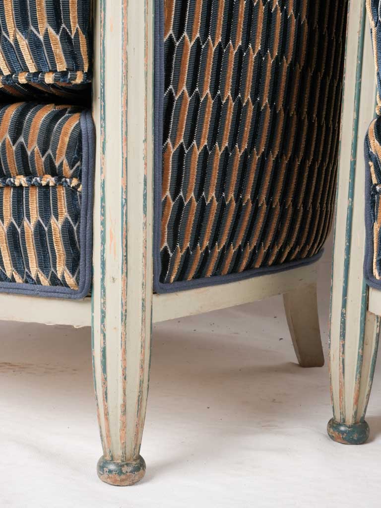 Pair of Art Deco Oval Back Armchairs with New Misia Fabric