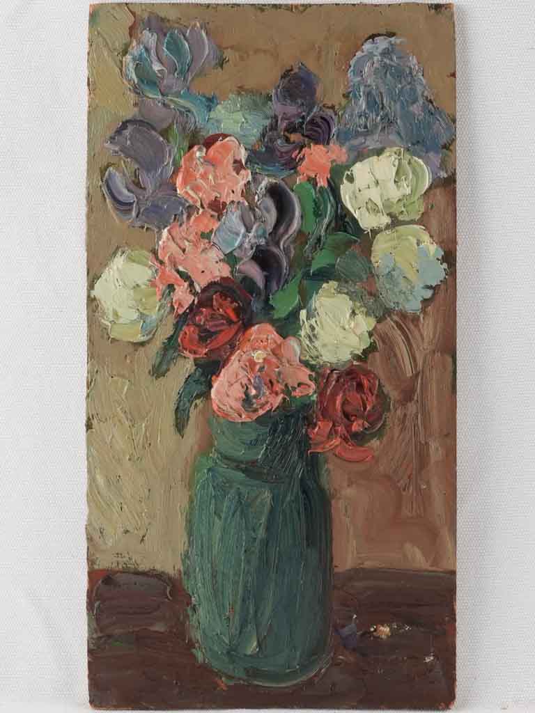 Floral still life w/ colorful bouquet 14¼" x 7½"