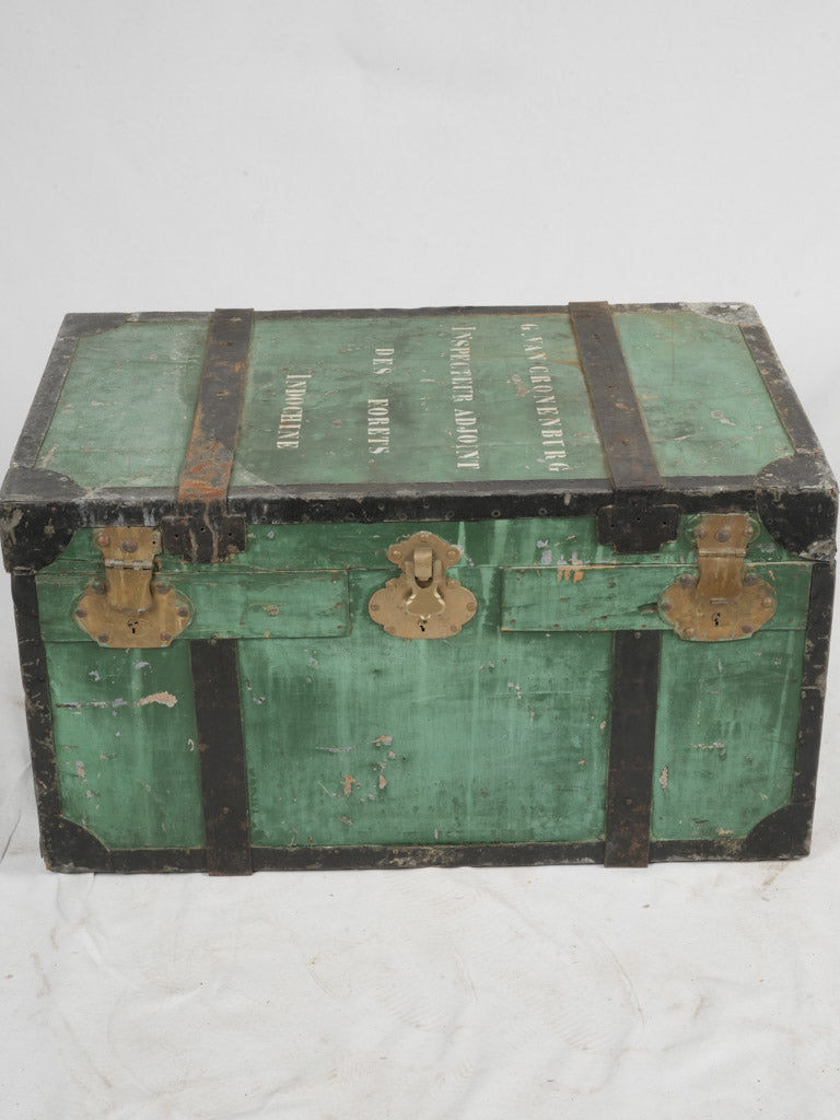 Striking early 20th-century wooden storage trunk