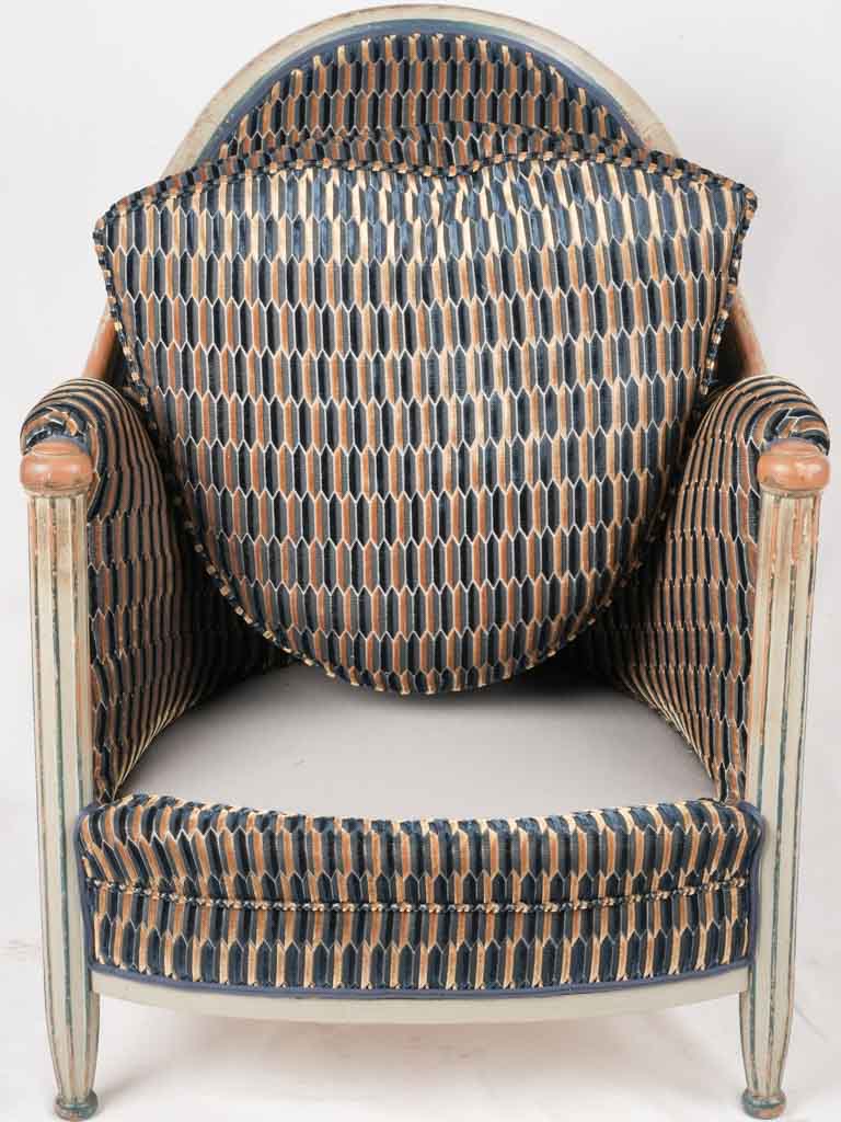 Pair of Art Deco Oval Back Armchairs with New Misia Fabric