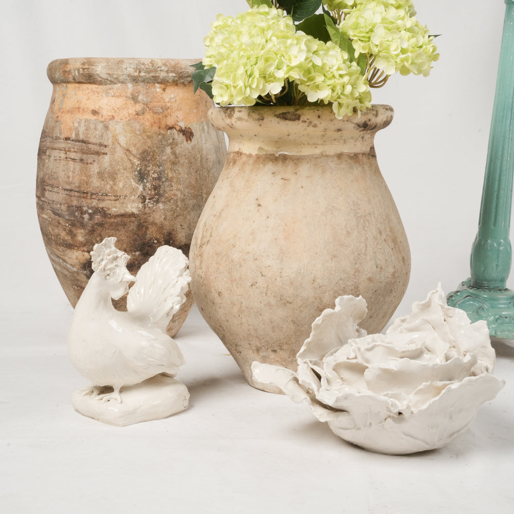 Terracotta Cabbage Sculpture w/ White Glaze