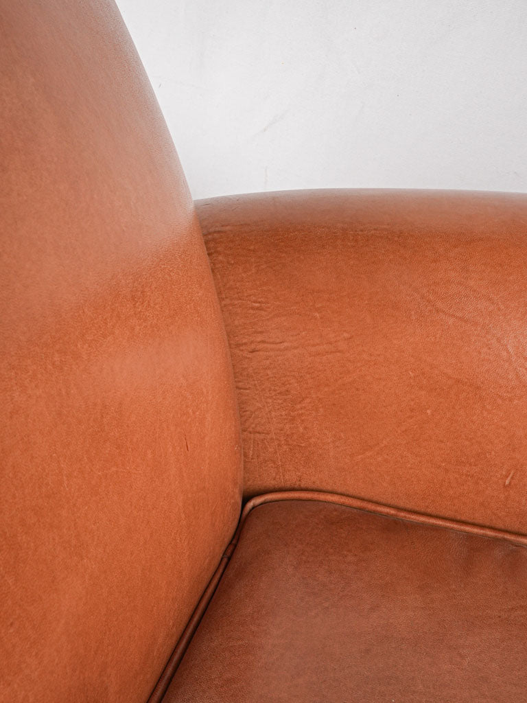 Pair of French leather club chairs - Moustache back