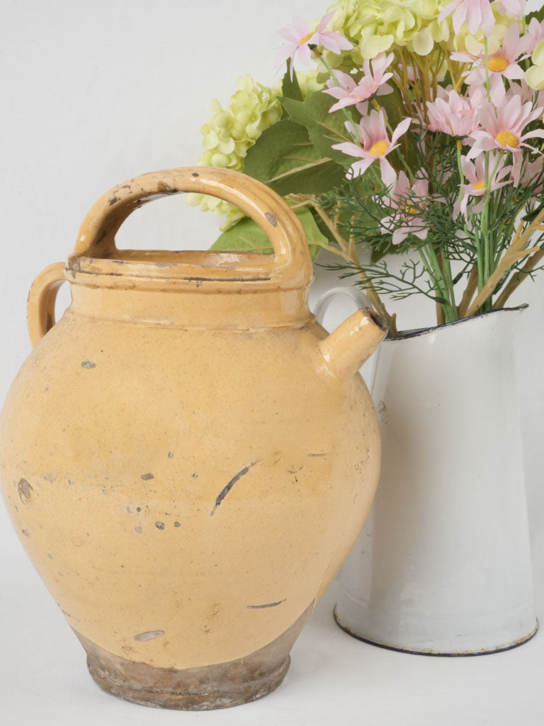 Vintage two-handled pale ewer pottery