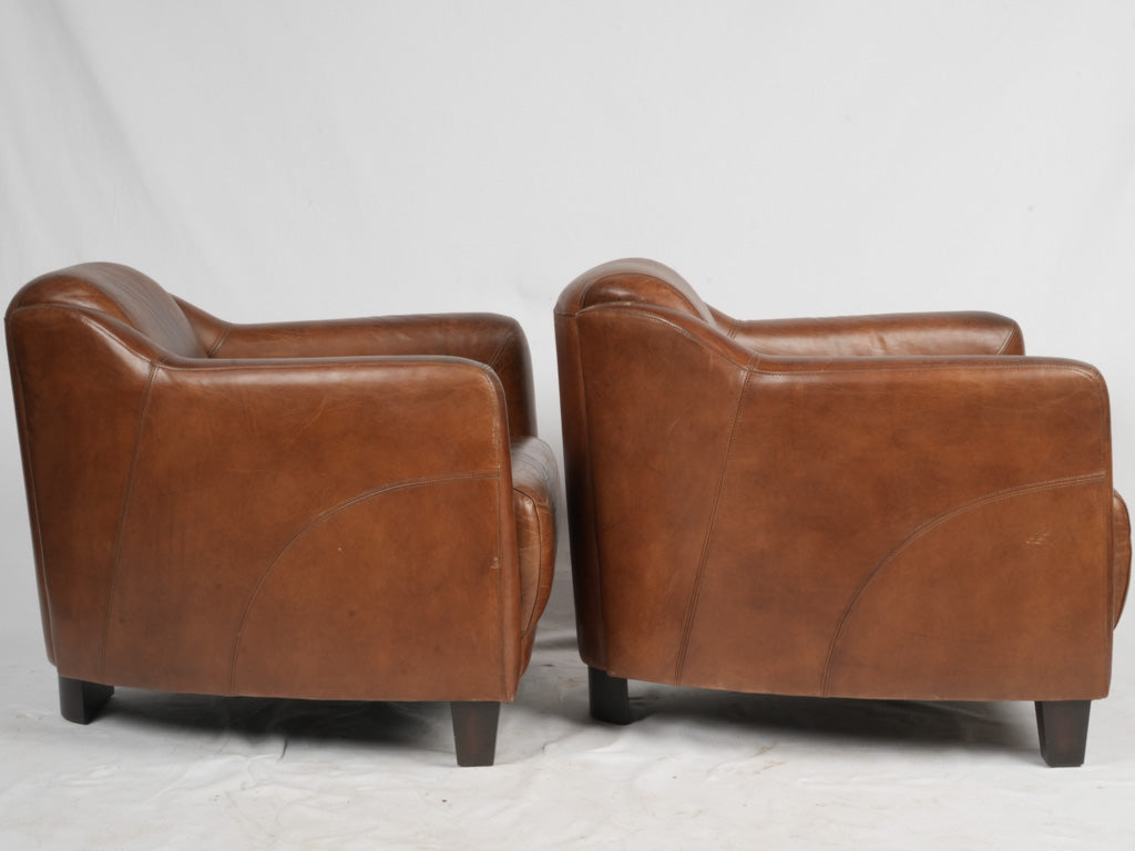 Elegant French leather club seating