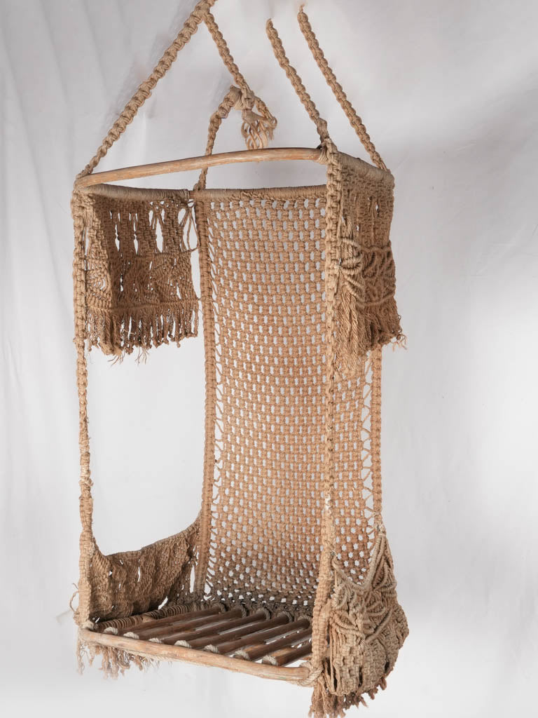 Vintage timber hanging garden chair