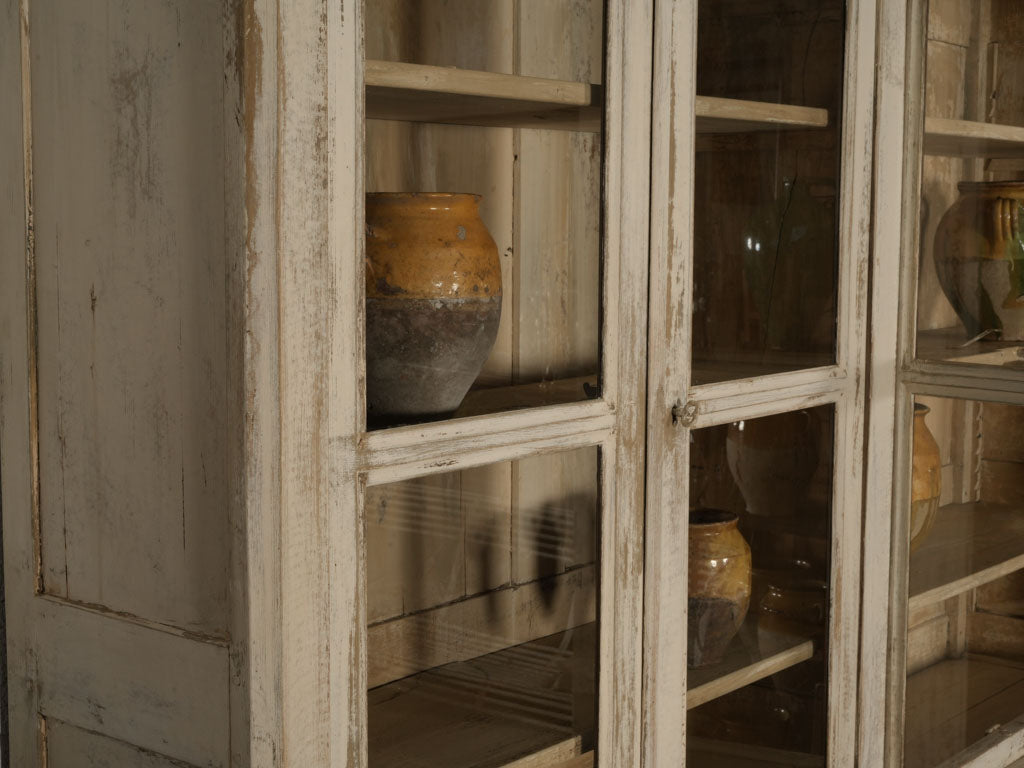 Distressed French Glass-fronted Cupboard