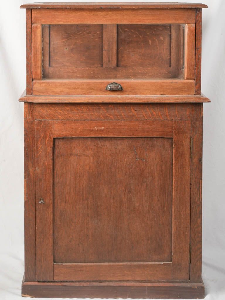 1930s French Oak Aperitif Table w/ Glazed Vitrine