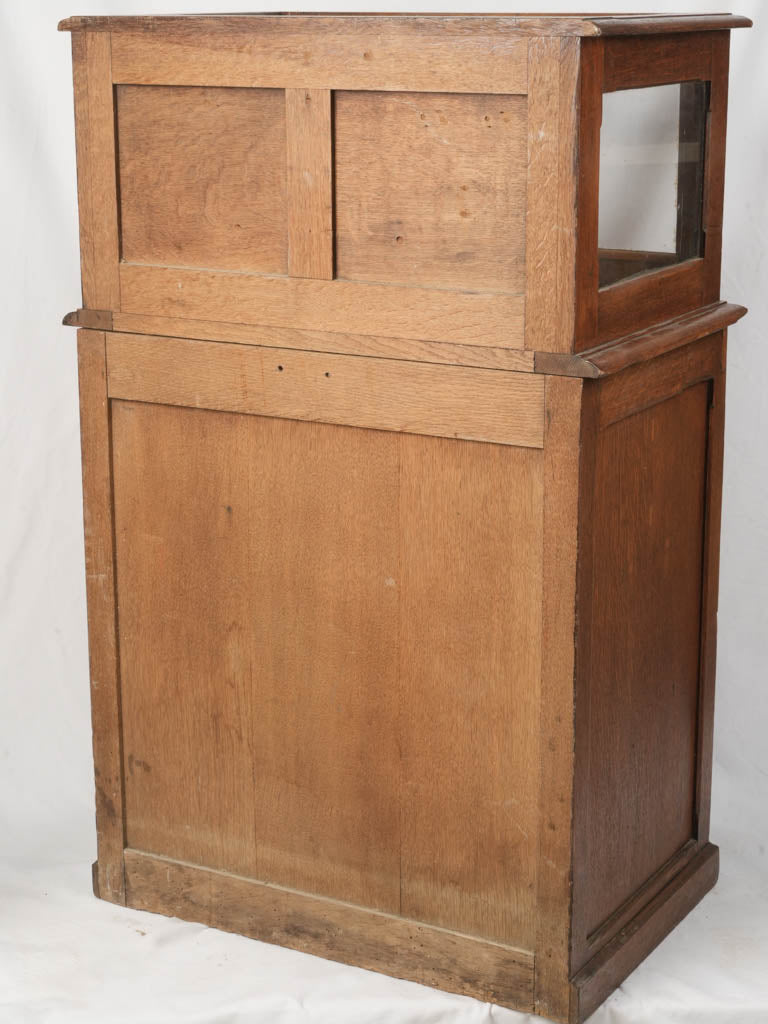 1930s French Oak Aperitif Table w/ Glazed Vitrine