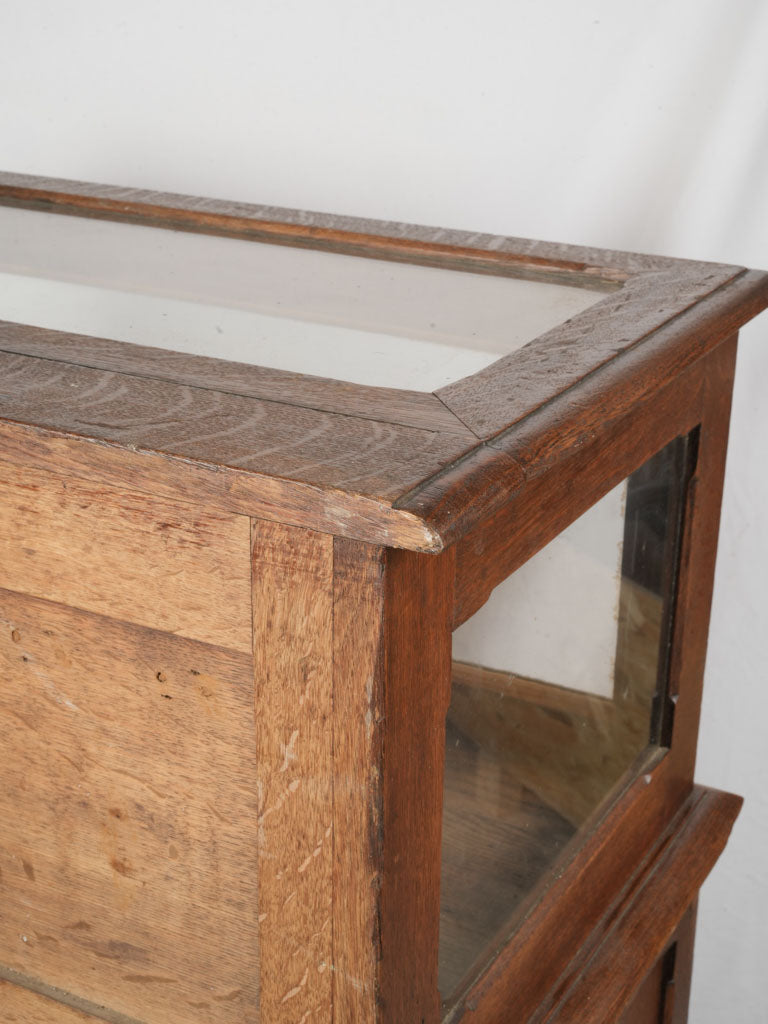 1930s French Oak Aperitif Table w/ Glazed Vitrine