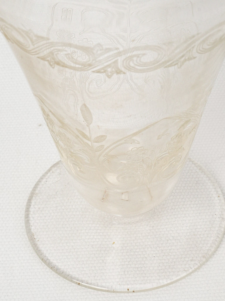 Classic antique French etched glass decanter