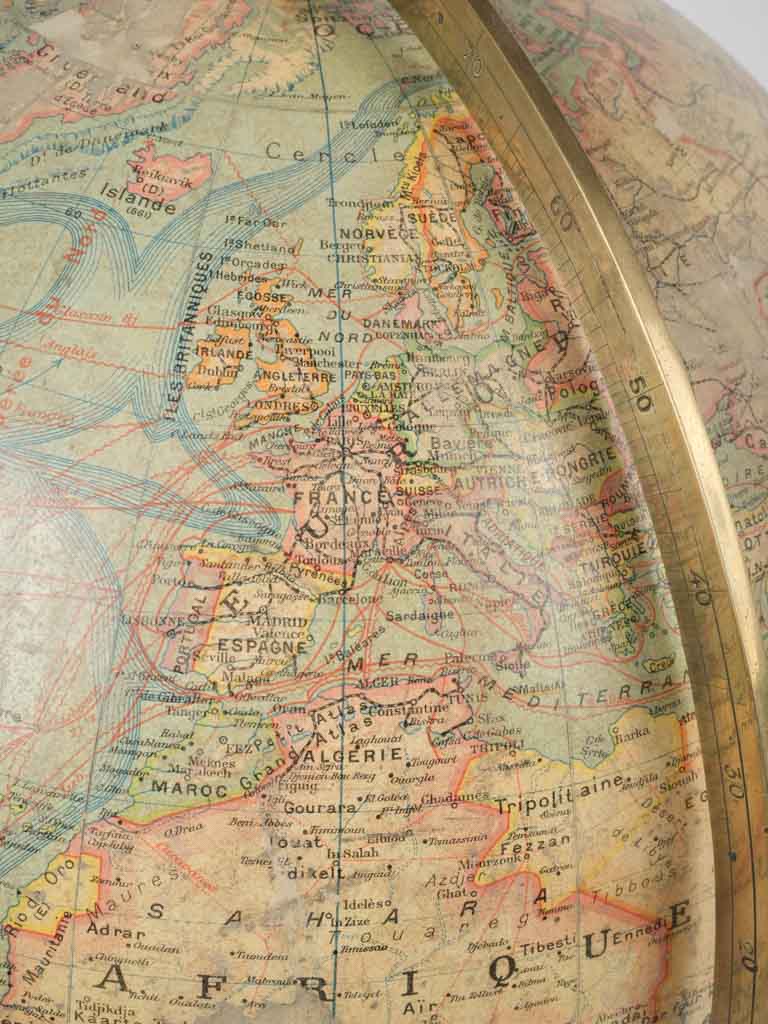 Vintage French brass world globe