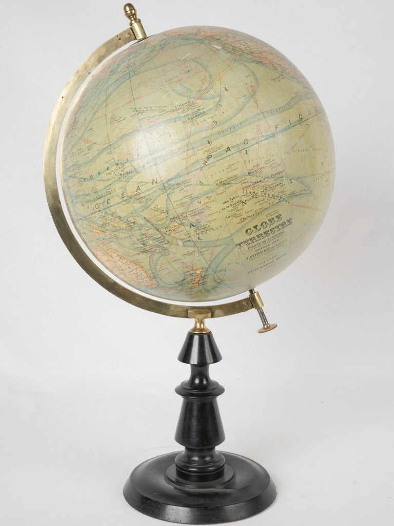 Antique French brass world globe