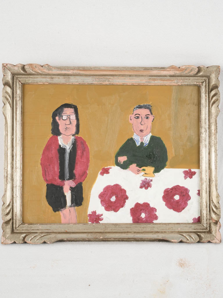 Contemporary naïve painting elderly couple