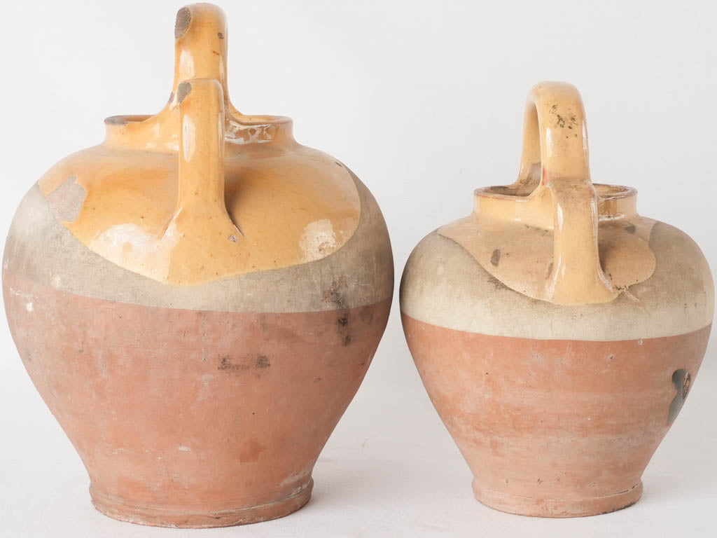 Rustic ocher-handled water pitcher