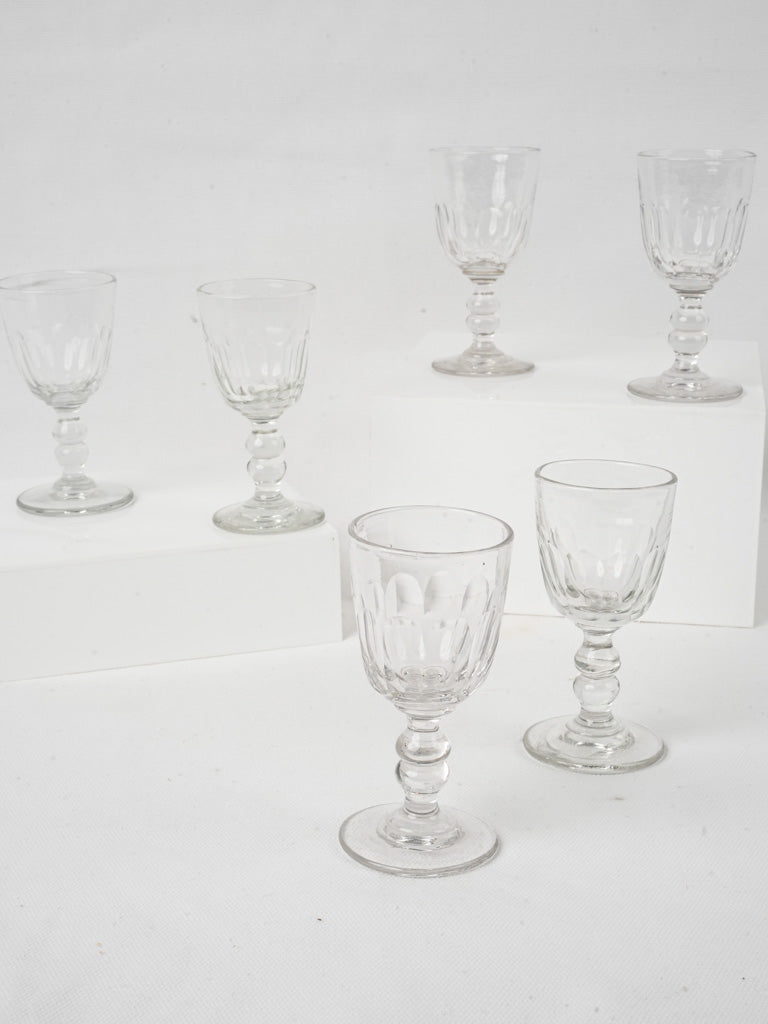 Set of 6 antique French wine glasses