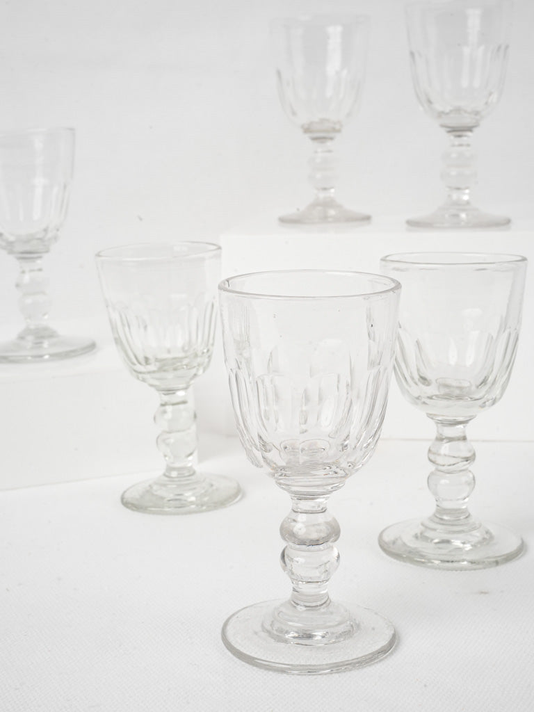 Set of 6 antique French wine glasses