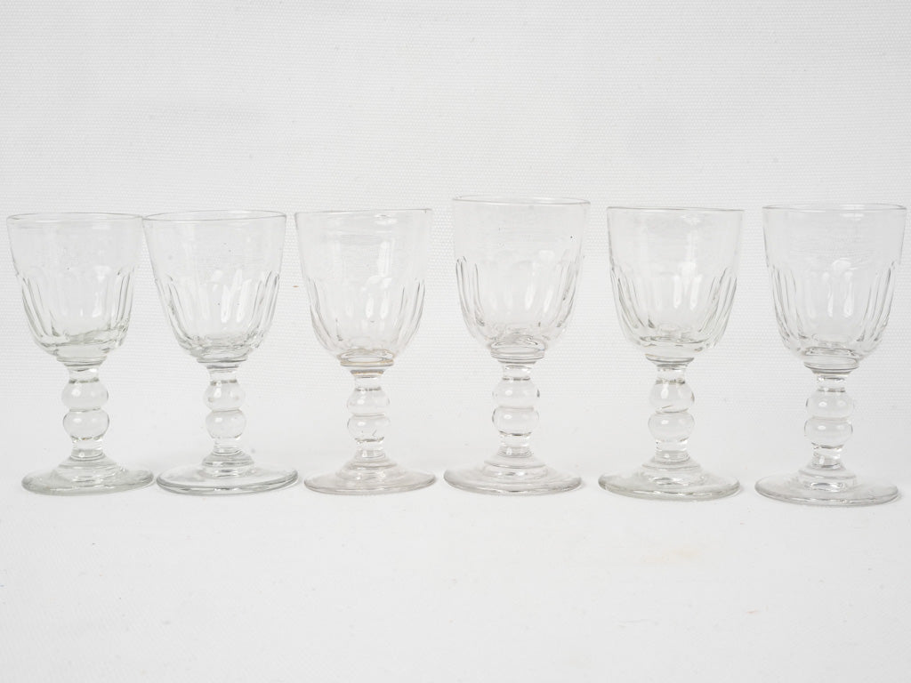 Set of 6 antique French wine glasses